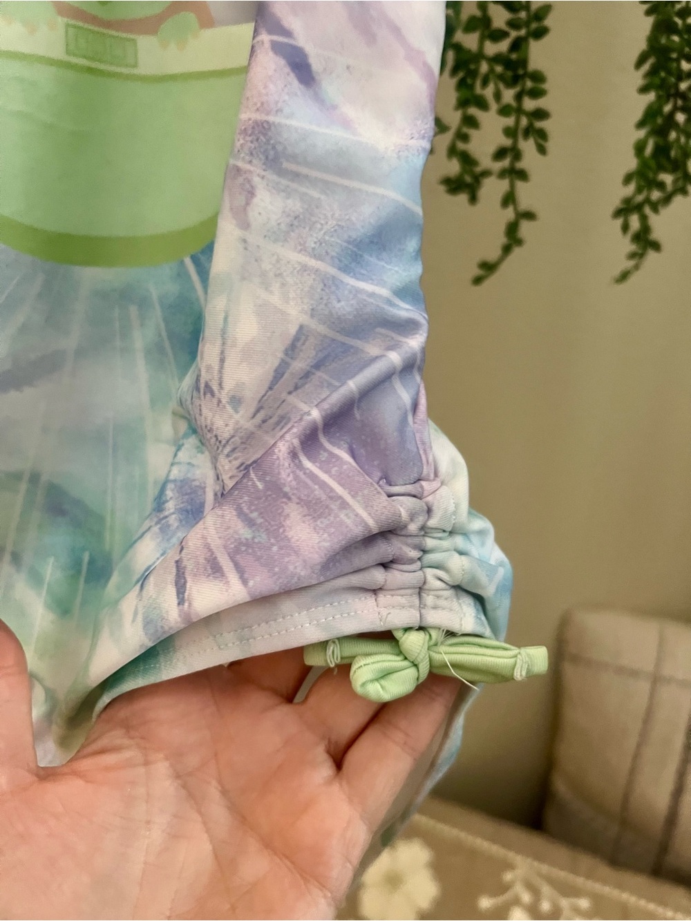 Disney Kids One Piece Swimsuit Pastel Tie-Dye with Green Baby Yoda - Picture 6 of 13